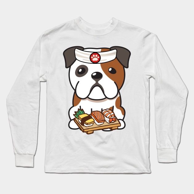 Sushi Chef English Bulldog Long Sleeve T-Shirt by Pet Station